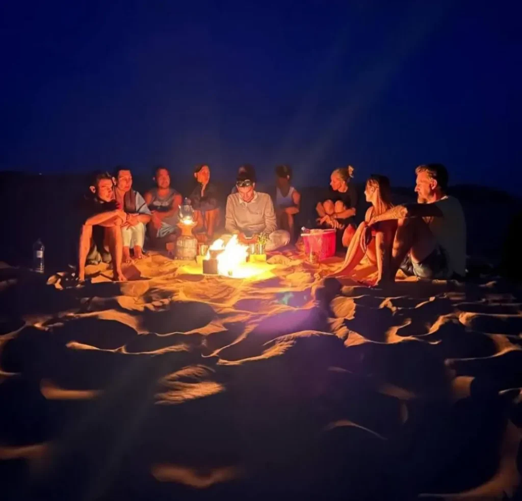 Sandboarding in Timlalin canyon (Timlaline canyons) dunes near Agadir