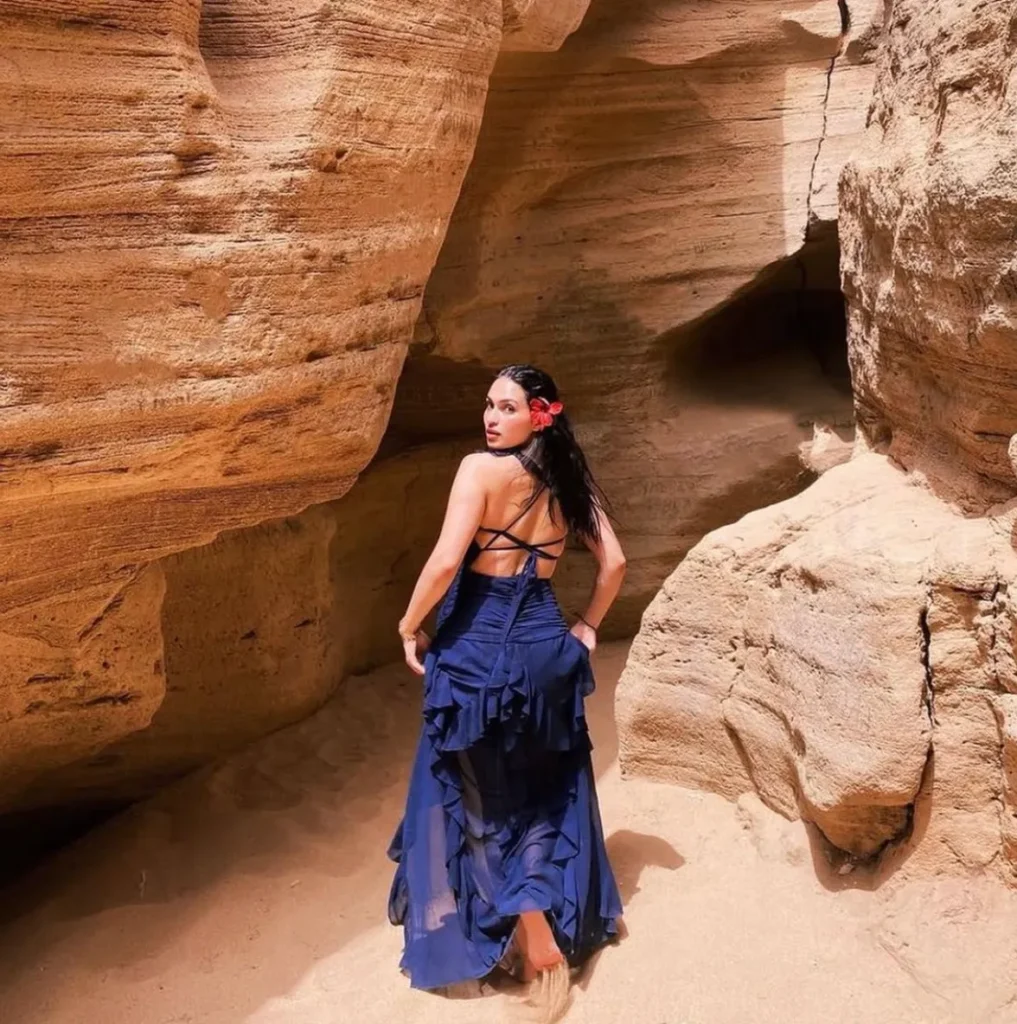 Sandboarding in Timlalin canyon (Timlaline canyons) dunes near Agadir