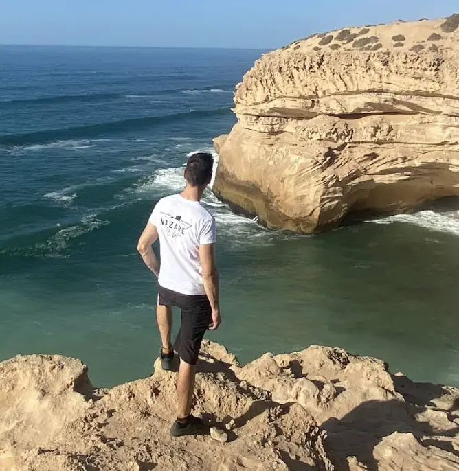 Sandboarding in Timlalin canyon (Timlaline canyons) dunes near Agadir