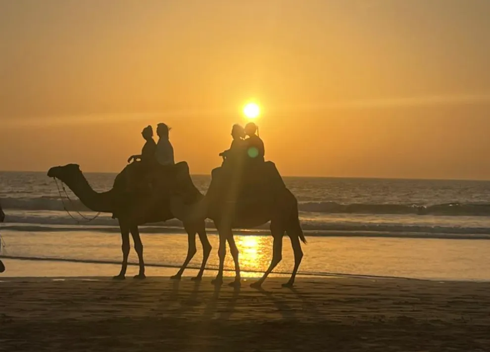 Sandboarding in Timlalin canyon (Timlaline canyons) dunes near Agadir