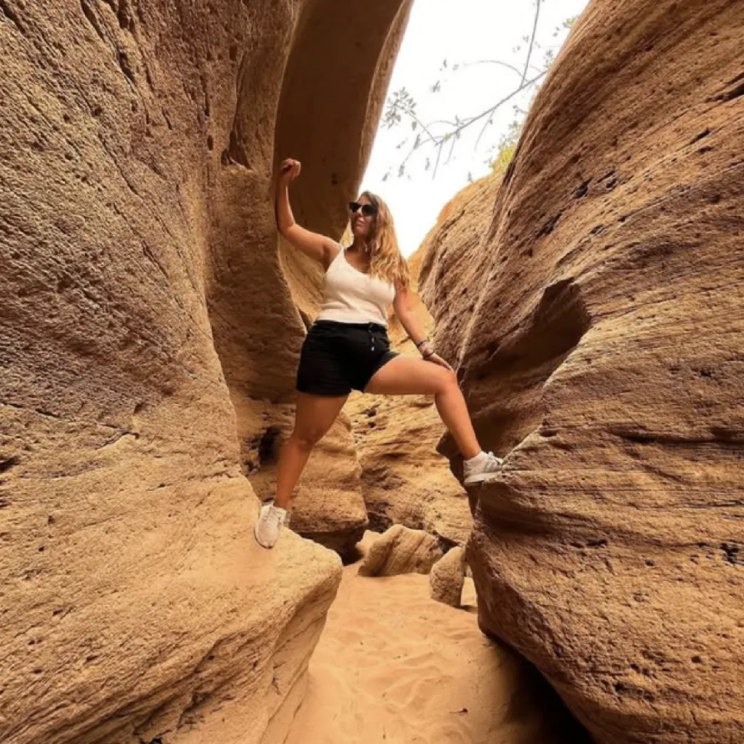 Sandboarding in Timlalin canyon (Timlaline canyons) dunes near Agadir
