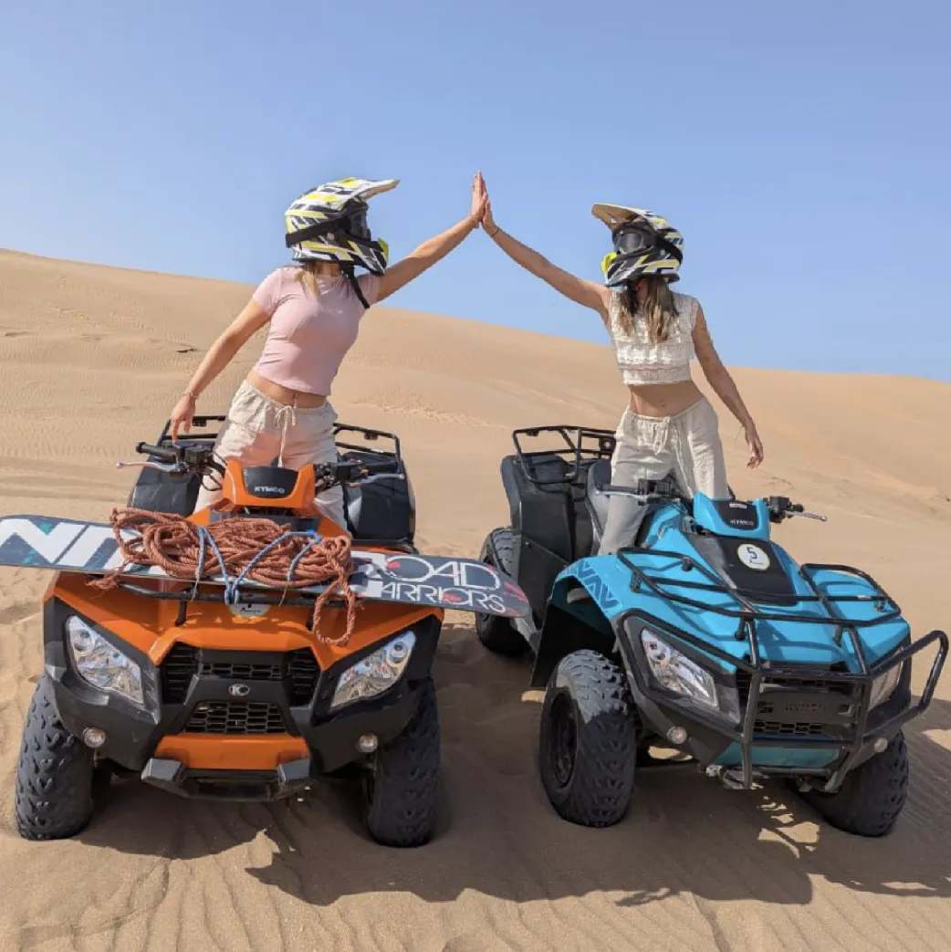 Sandboarding in Timlalin canyon (Timlaline canyons) dunes near Agadir